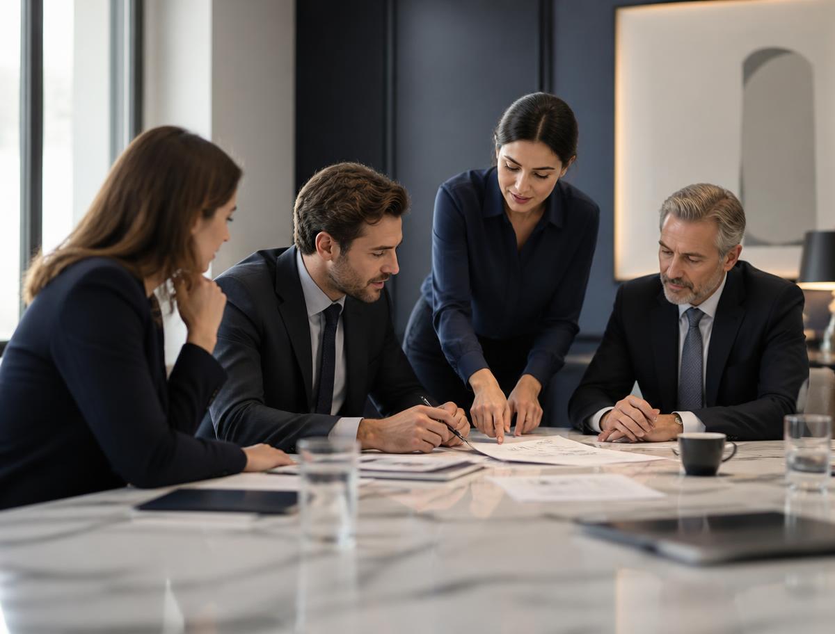 Finalogic advisers reviewing compliance documentation in a boardroom