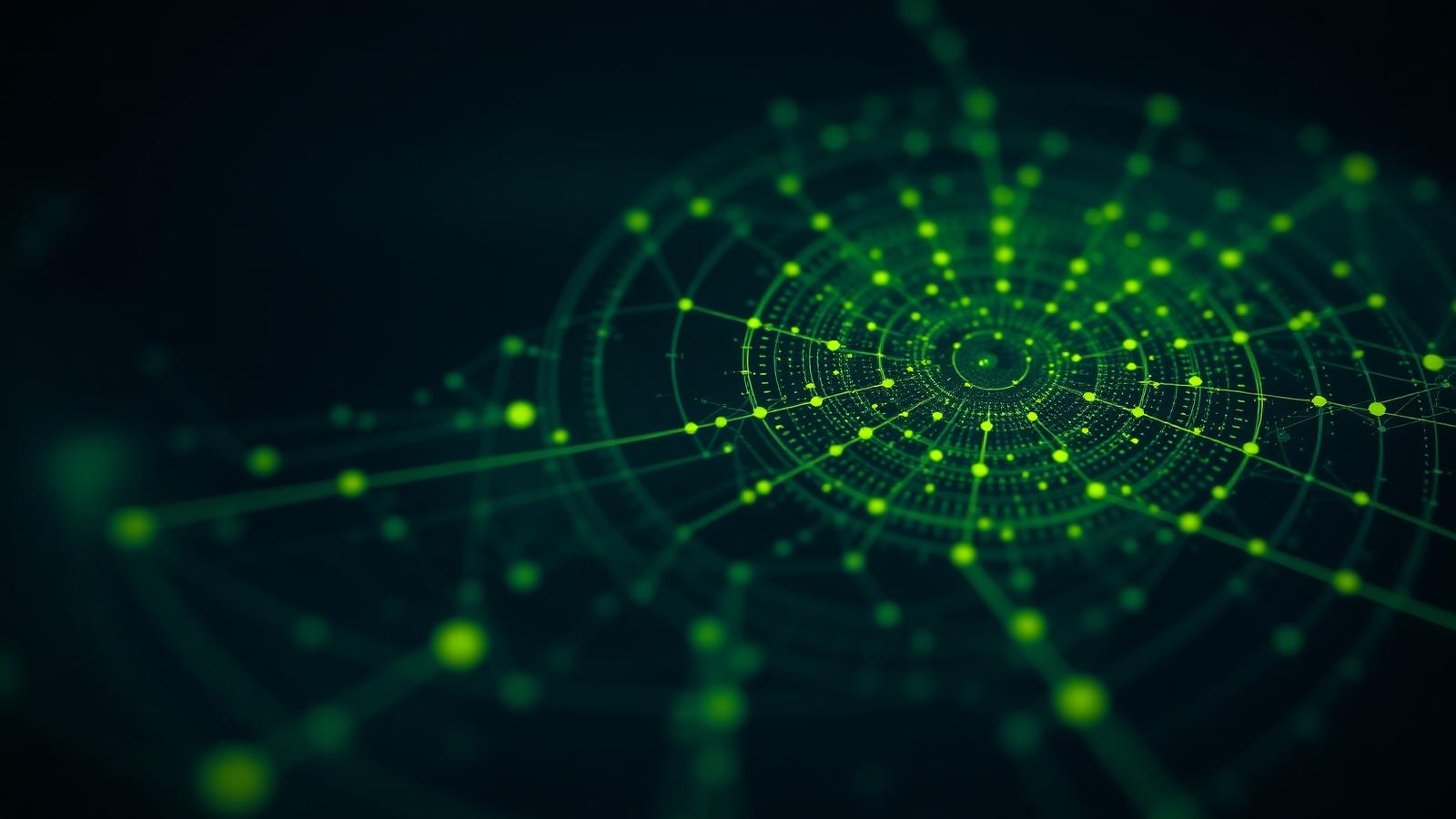 Abstract network of connected nodes representing emerging technology regulation